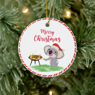 Australischer Weihnachts-Niedlich Koala genießt ei Keramik Ornament