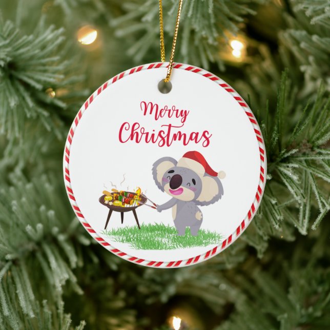 Australischer Weihnachts-Niedlich Koala genießt ei Keramik Ornament (Baum)