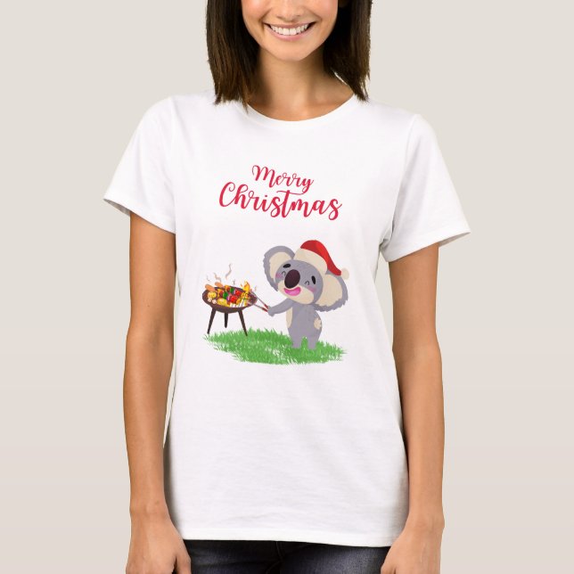 Australischer Weihnachts-Niedlich Koala genießt ei T-Shirt (Vorderseite)