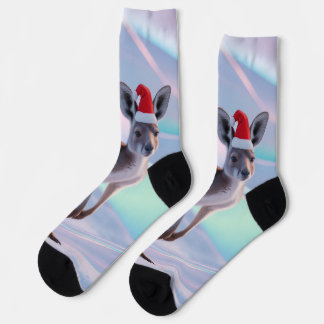 Australischer Weihnachtskänguru – Santa-Hut-Feiert Socken