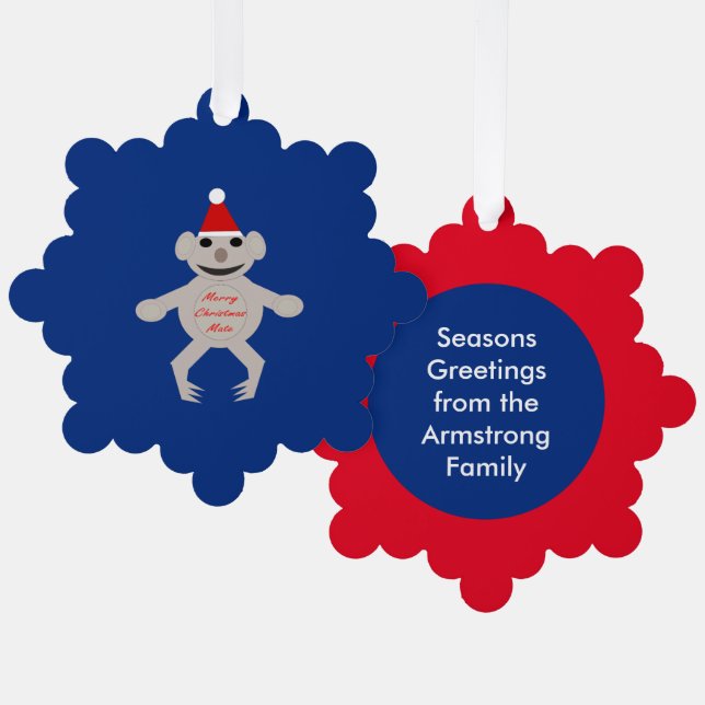 Australischer Weihnachtskoala Bear Custom Ornament Karte (Vorderseite/Rückseite)