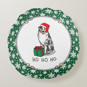 Australischer Weihnachtsschäfer (blauer Merle tan/ Rundes Kissen