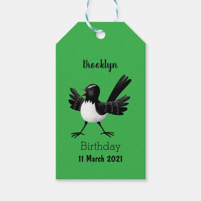 Australischer Willie Wagtail Cartoon Geschenkanhänger (Vorderseite)