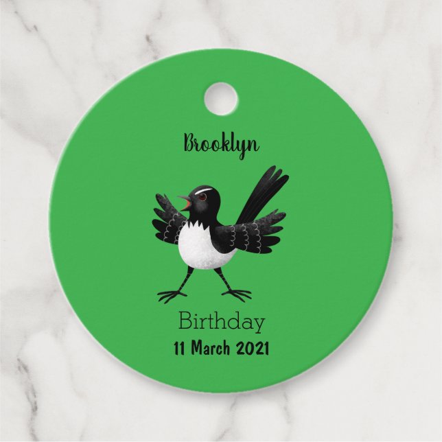 Australischer Willie Wagtail Cartoon Geschenkanhänger (Vorderseite)