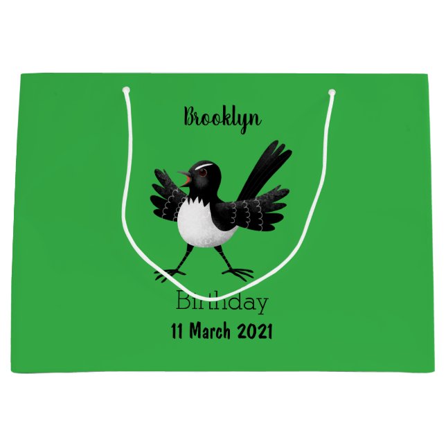 Australischer Willie Wagtail Cartoon Große Geschenktüte (Vorderseite)