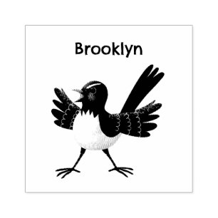 Australischer Willie Wagtail Cartoon Gummistempel