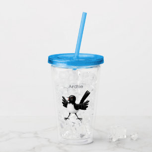 Australischer Willie Wagtail Cartoon personalisier Acryltrinkbecher