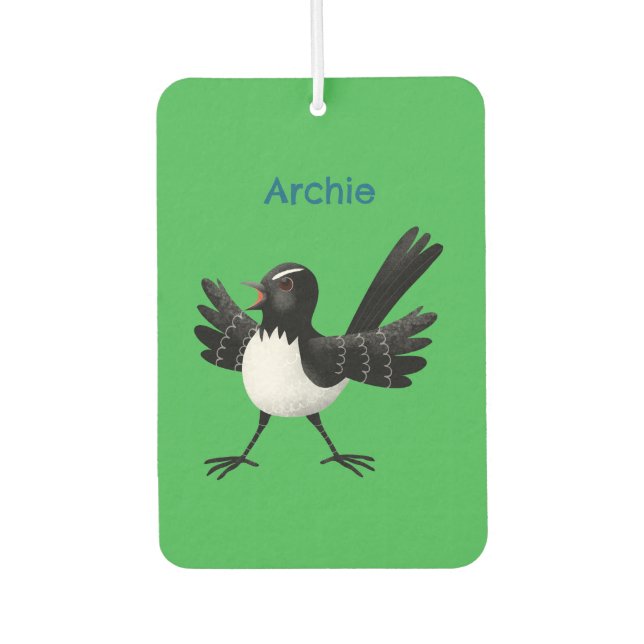 Australischer Willie Wagtail Cartoon personalisier Autolufterfrischer (Vorderseite)