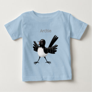 Australischer Willie Wagtail Cartoon personalisier Baby T-shirt