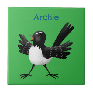Australischer Willie Wagtail Cartoon personalisier Fliese