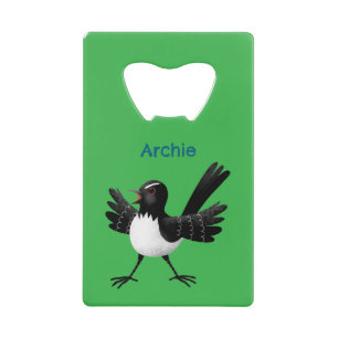 Australischer Willie Wagtail Cartoon personalisier Geldbeutel Flaschenöffner