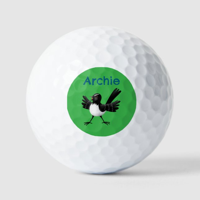 Australischer Willie Wagtail Cartoon personalisier Golfball (Vorderseite)