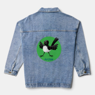 Australischer Willie Wagtail Cartoon personalisier Jeansjacke