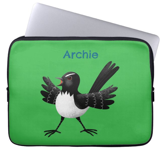 Australischer Willie Wagtail Cartoon personalisier Laptopschutzhülle (Vorderseite)