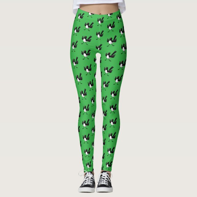 Australischer Willie Wagtail Cartoon personalisier Leggings (Vorderseite)