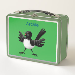 Australischer Willie Wagtail Cartoon personalisier Metall Brotdose