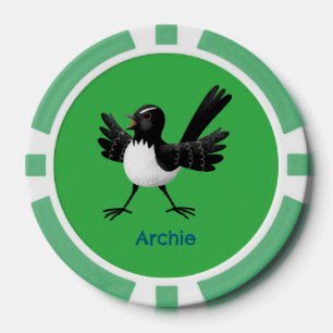 Australischer Willie Wagtail Cartoon personalisier Pokerchips