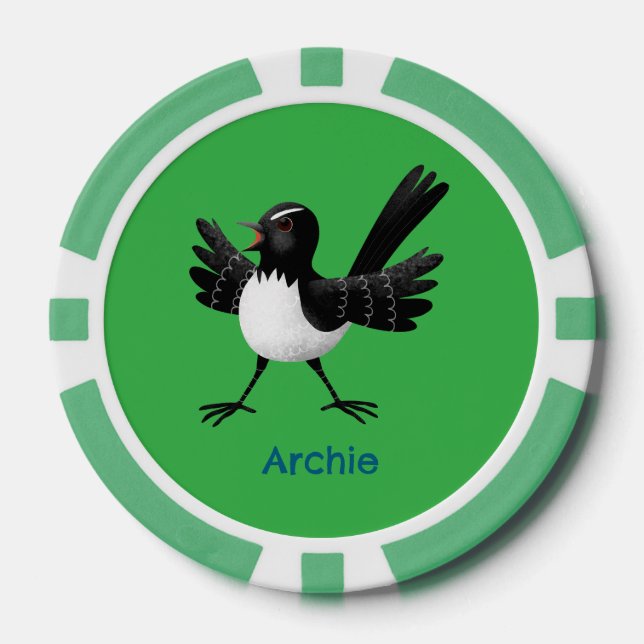 Australischer Willie Wagtail Cartoon personalisier Pokerchips (Vorderseite)