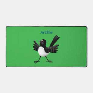 Australischer Willie Wagtail Cartoon personalisier Schreibtischunterlage