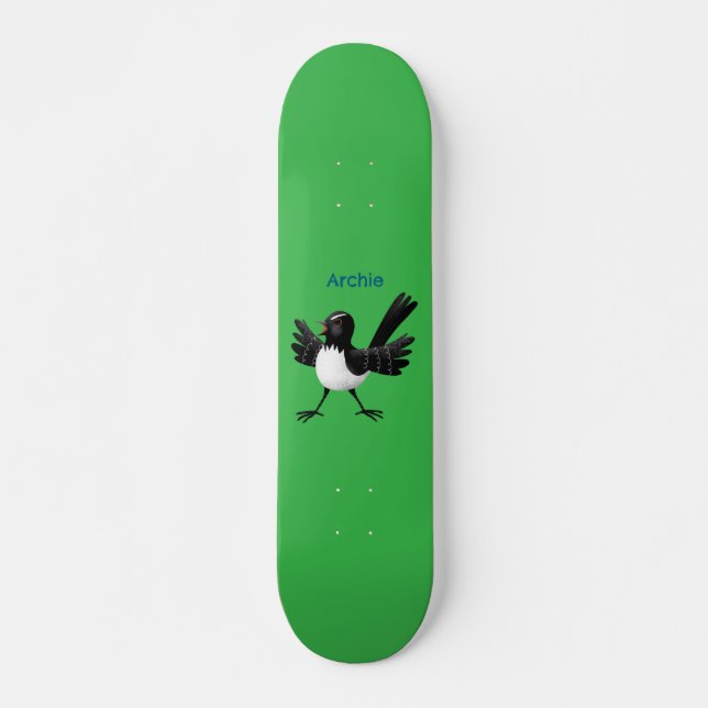 Australischer Willie Wagtail Cartoon personalisier Skateboard (Vorne)