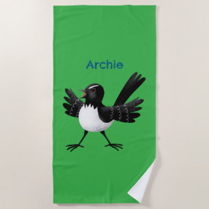 Australischer Willie Wagtail Cartoon personalisier Strandtuch