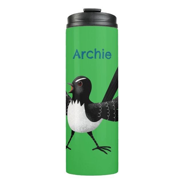 Australischer Willie Wagtail Cartoon personalisier Thermosbecher (Vorderseite)