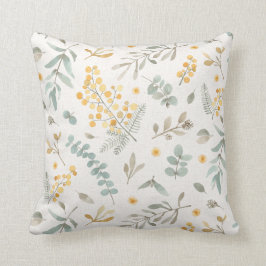 Australischer Zweigeukalyptus verlässt beige Kissen