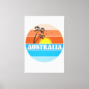 Australisches 80er Sonnenuntergang Retro-Logo Leinwanddruck