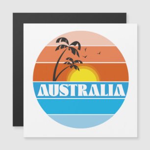 Australisches 80er Sonnenuntergang Retro-Logo Magnetkarte