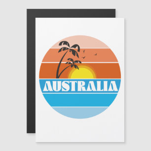 Australisches 80er Sonnenuntergang Retro-Logo Magnetkarte