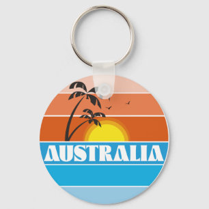 Australisches 80er Sonnenuntergangs-Retro-Logo Met Schlüsselanhänger