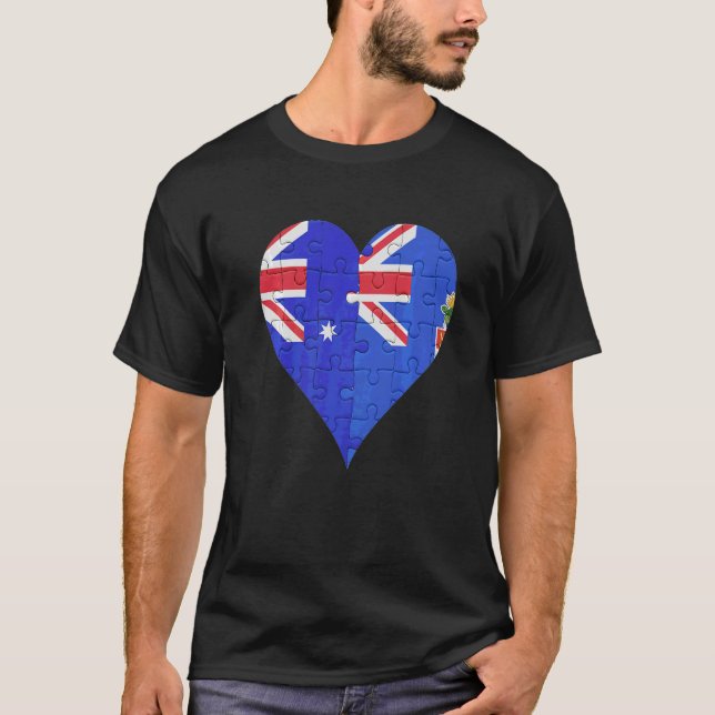 Australisches Caymanisches Flaggenherz T-Shirt (Vorderseite)