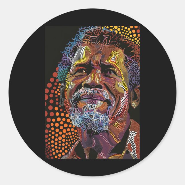 Australisches Dot Art Portrait Artwork of Runder Aufkleber (Vorderseite)