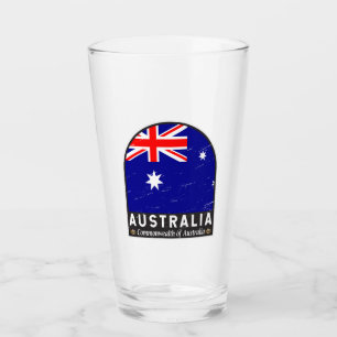 Australisches FlaggenEmblem gestört Vintag Glas