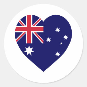 Australisches Flaggenherz Runder Aufkleber