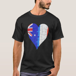 Australisches Französisches Flaggenherz T-Shirt