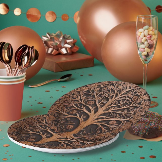 Australisches Holz: 3D Warah Tree Wood Print, Pappteller (Multi)