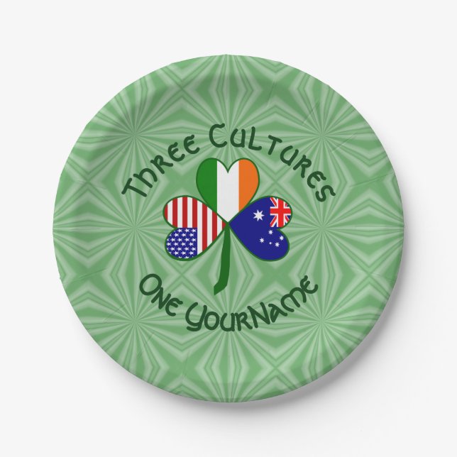 Australisches irisches Kleeblatt Personalisiert Pappteller (Vorderseite)