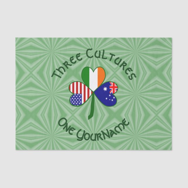 Australisches Irish USA Flags Kleeblatt Personalis Seidenpapier (Vorderseite)