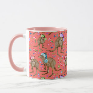 Australisches Kangaroo Weihnachtsrosa Tasse