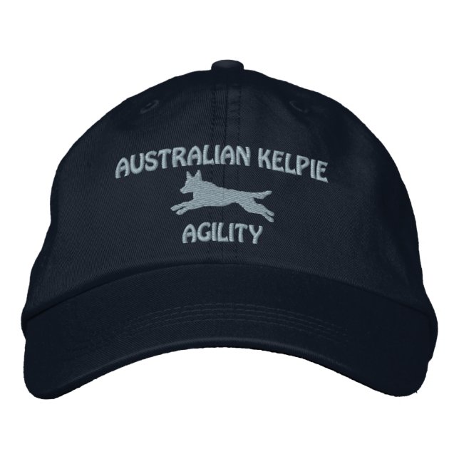 Australisches Kelpie-Agility bestickt (blau) Bestickte Kappe (Vorderseite)