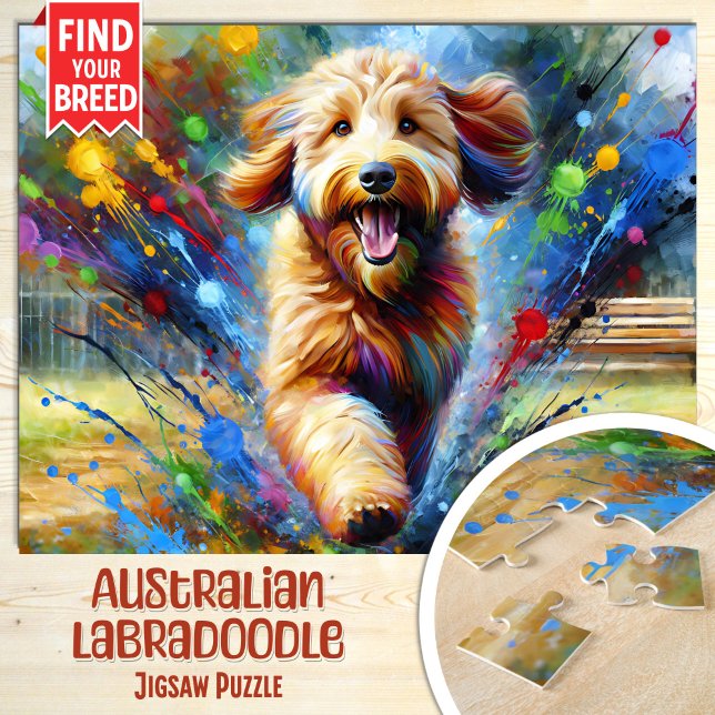 Australisches Labradoodle Dog Portrait Akryllische Puzzle (Von Creator hochgeladen)