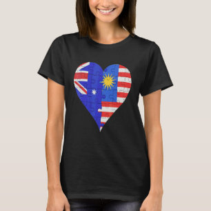 Australisches malaysisches Flaggenherz T-Shirt