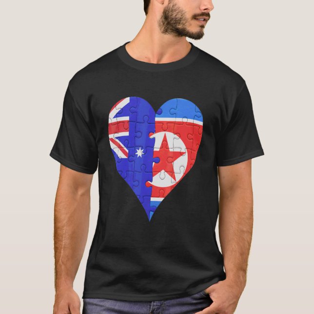 Australisches Nordkoreanisches Flaggenherz T-Shirt (Vorderseite)
