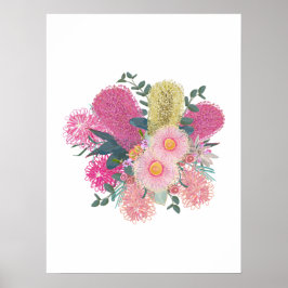 Australisches Outback Rosa und Gelb Blüten Poster