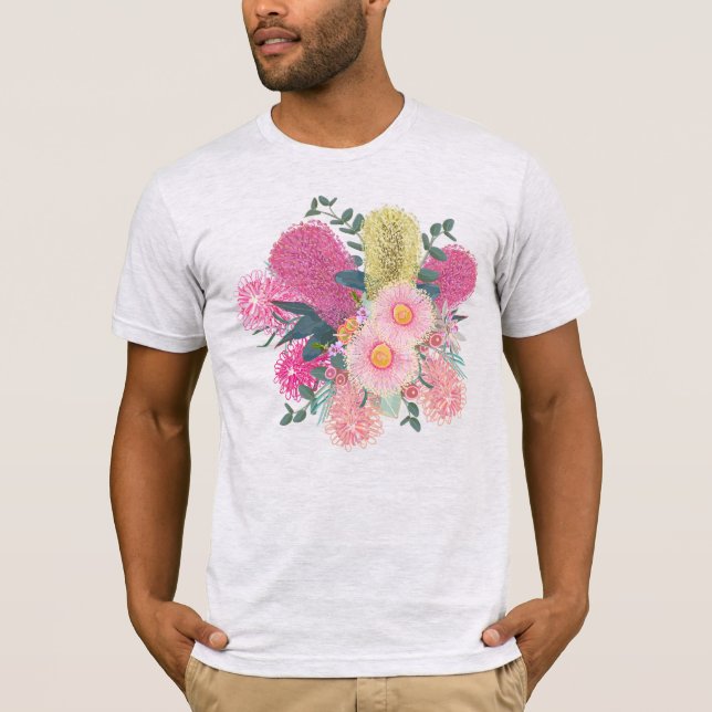 Australisches Outback Rosa und Gelb Blüten T-Shirt (Vorderseite)