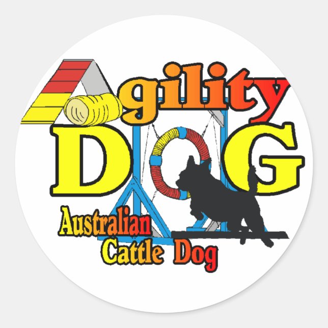 Australisches Rind Dog Agility Runder Aufkleber (Vorderseite)