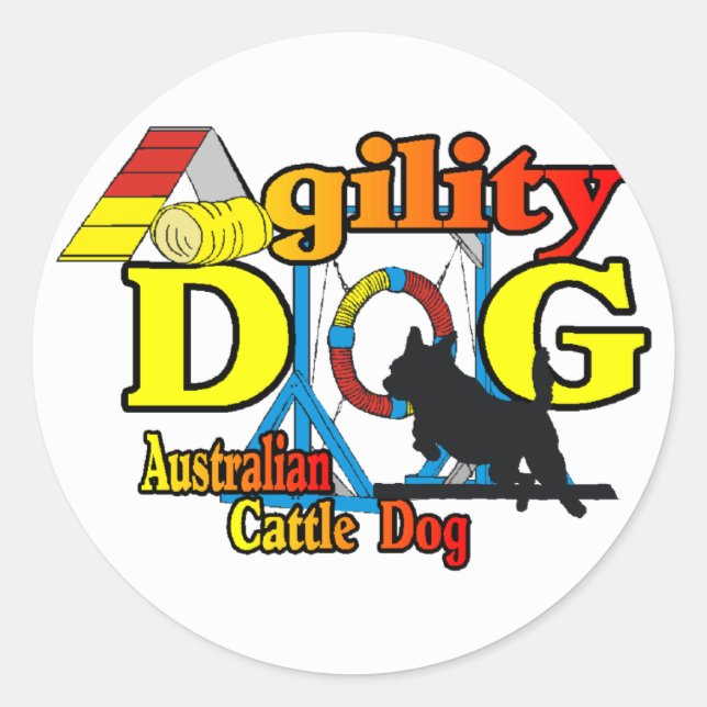 Australisches Rind Dog Agility Runder Aufkleber (Vorderseite)
