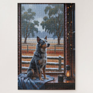 Australisches Rindvieh mit Weihnachtsbeleuchtung F Puzzle