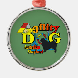 Australisches Shepherd-Agility Silbernes Ornament